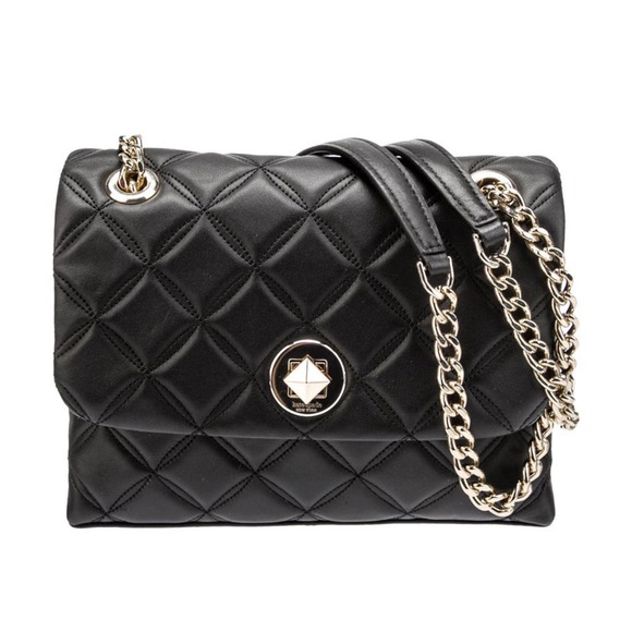 kate spade Handbags - Kate Spade New York Quilted Black Leather Chain-Link Shoulder Bag